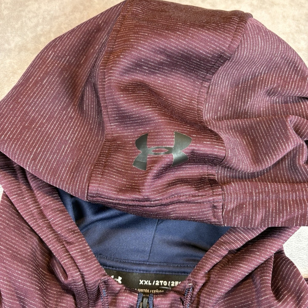 Under Armour Hoodie Mens 2XL Purple Burgundy Long Sleeve 1/4 Zip Pullover - Picture 4 of 10